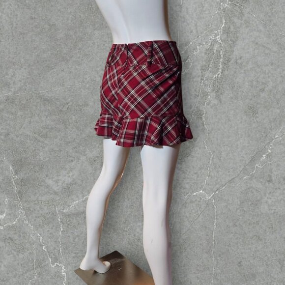 TRACY EVANS Plaid & Ruffled Mini Skirt sz small - Picture 5 of 9